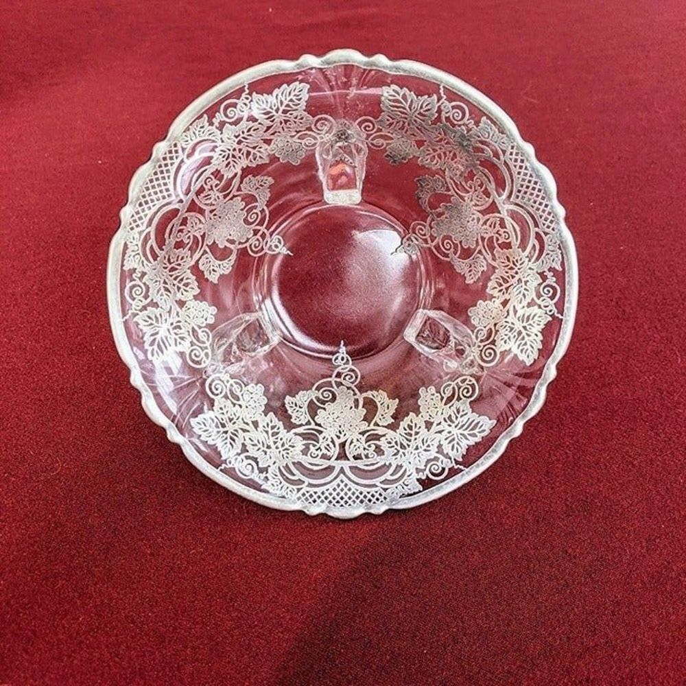Vintage Glass Silver City Foot Bowl Candy Serving Dish Barware Party Home Decor